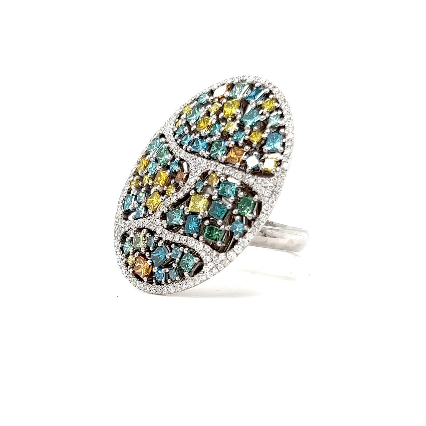 Blue & Yellow Diamond Cocktail Ring