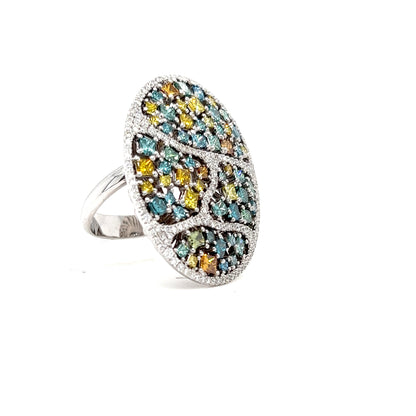 Blue & Yellow Diamond Cocktail Ring