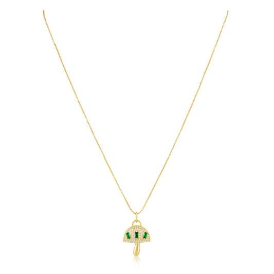 Alice Emerald Mushroom Pendant Necklace