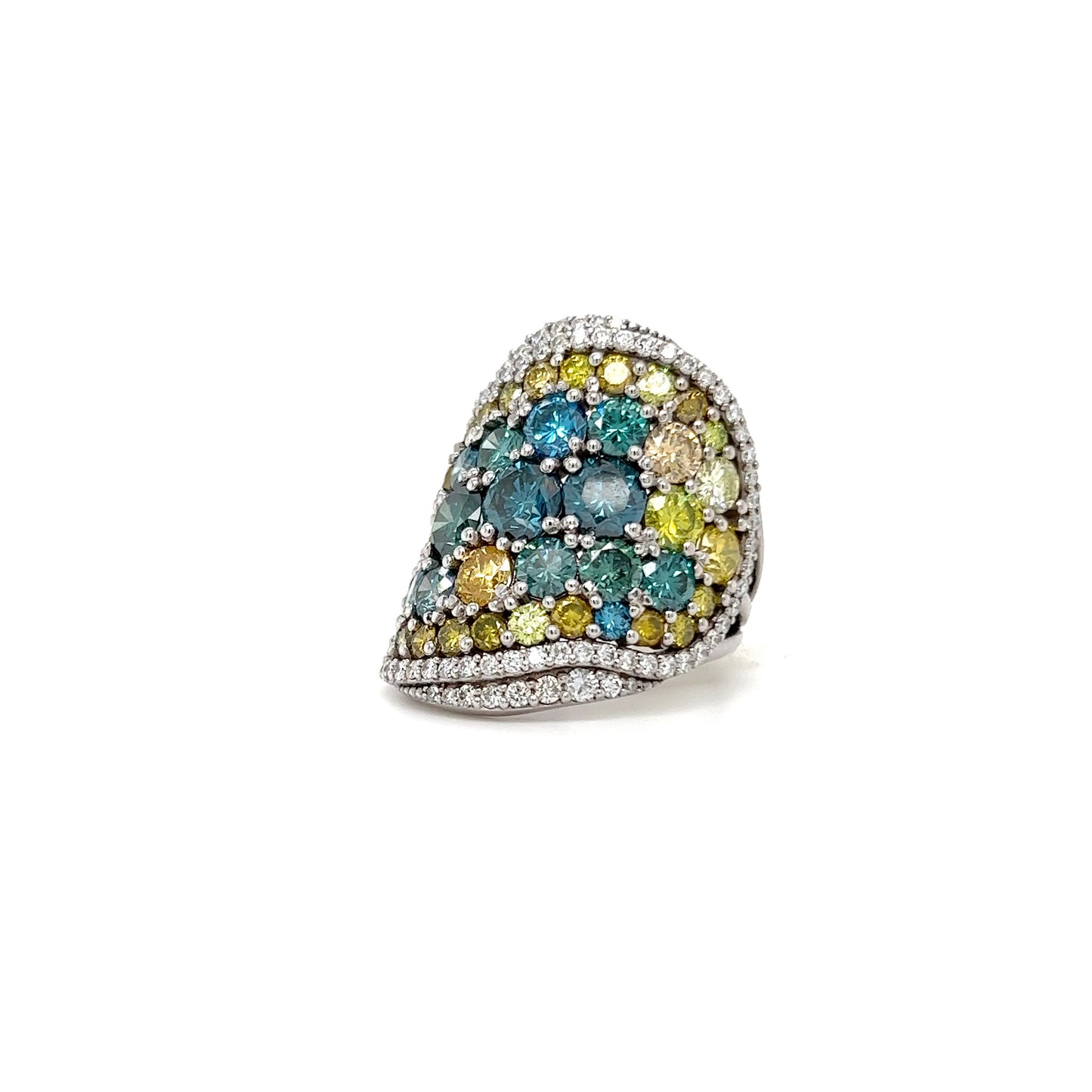 Blue & Yellow Diamond Wave Ring