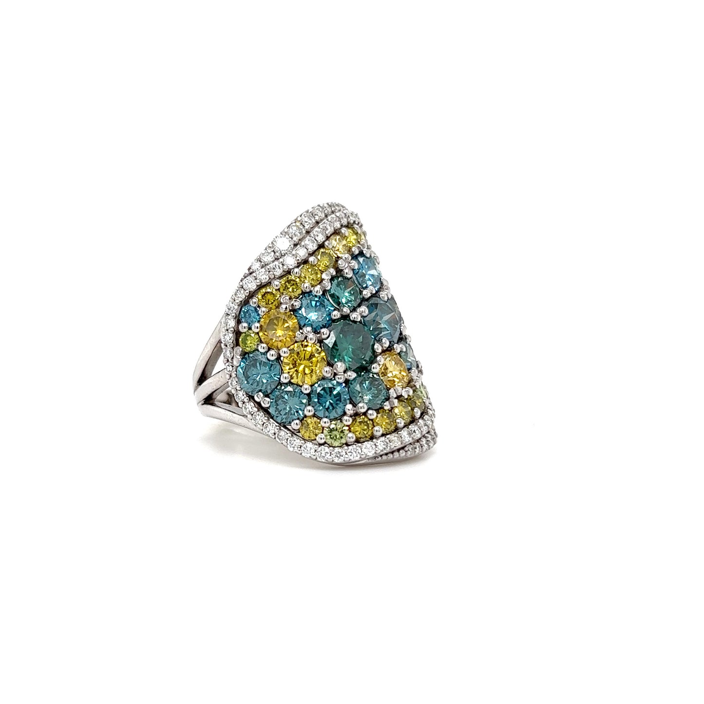 Blue & Yellow Diamond Wave Ring