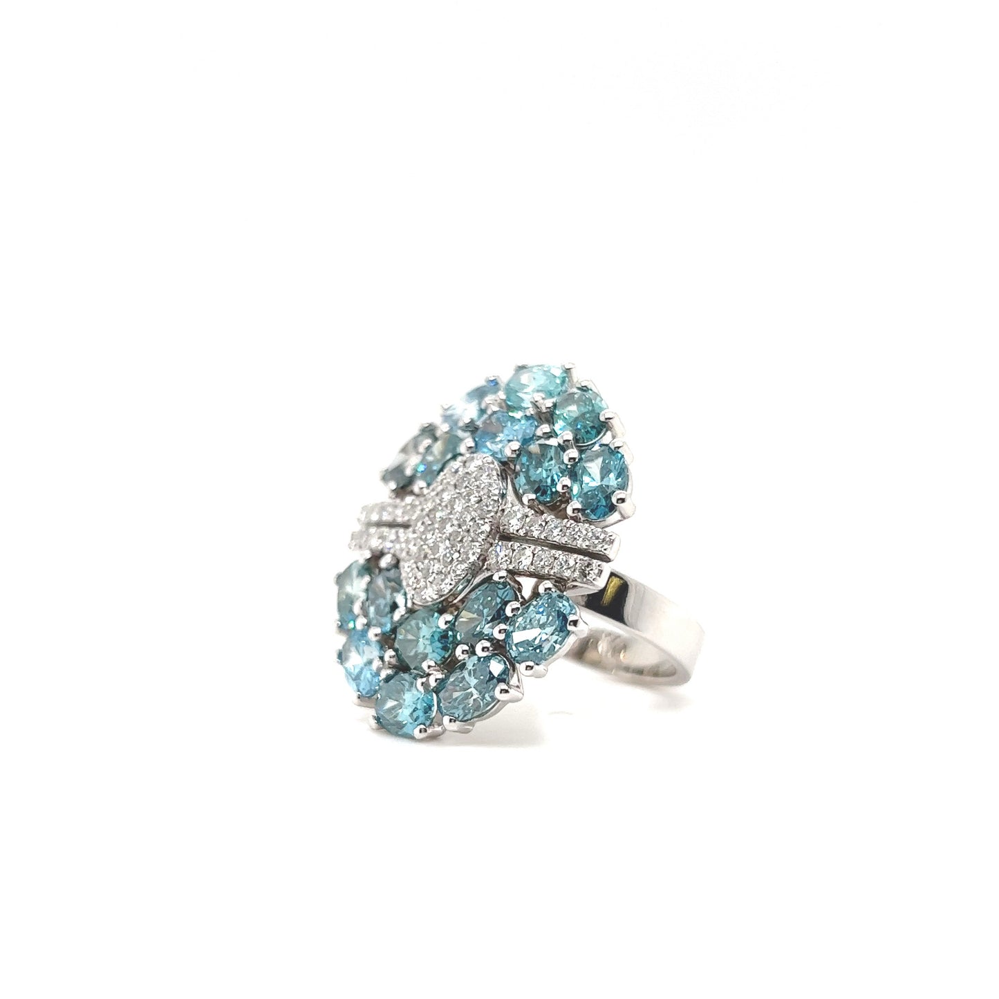 Blue & White Diamond Cocktail Ring