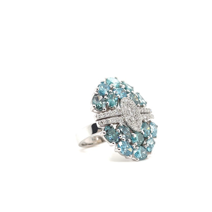 Blue & White Diamond Cocktail Ring