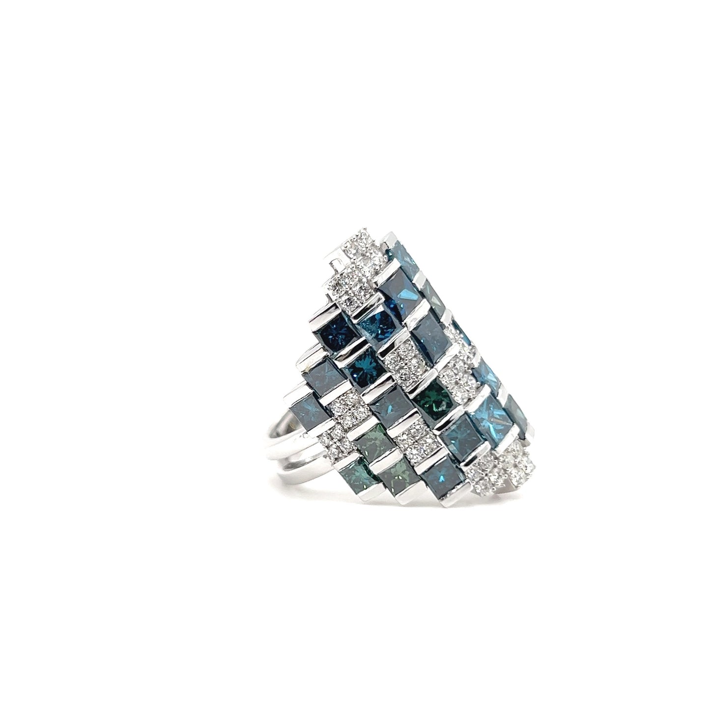 Modern Blue Diamond Ring