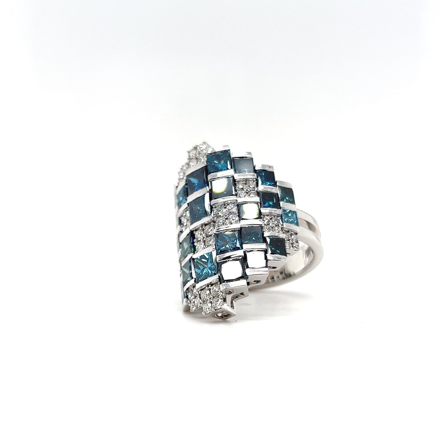 Modern Blue Diamond Ring