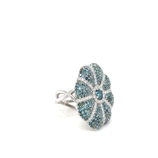 Modern Blue Diamond Ring