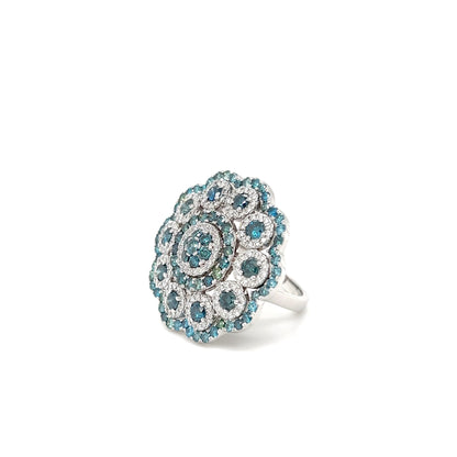 Blue Diamond Floral Ring