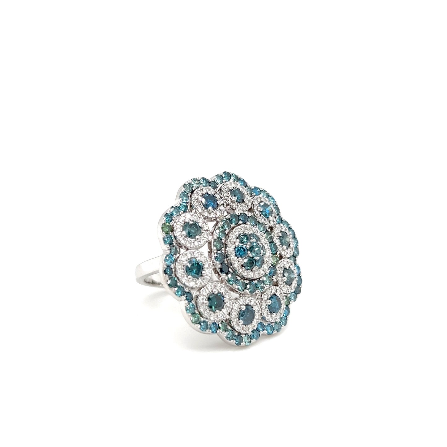 Blue Diamond Floral Ring