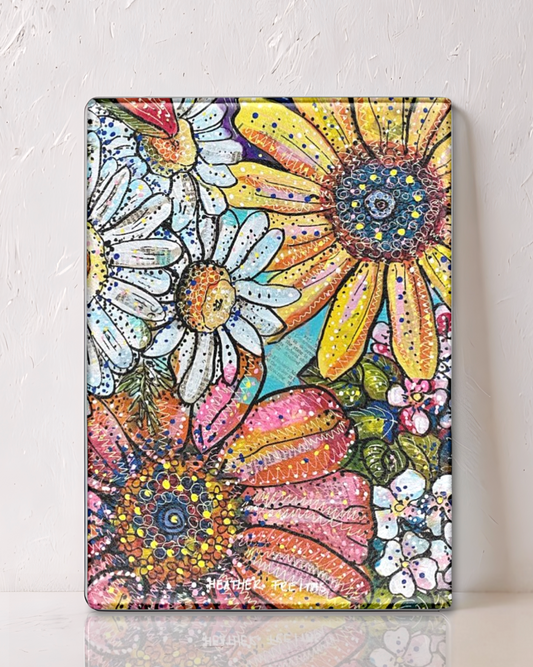 Flower Power Glass Cutting Board Trivet