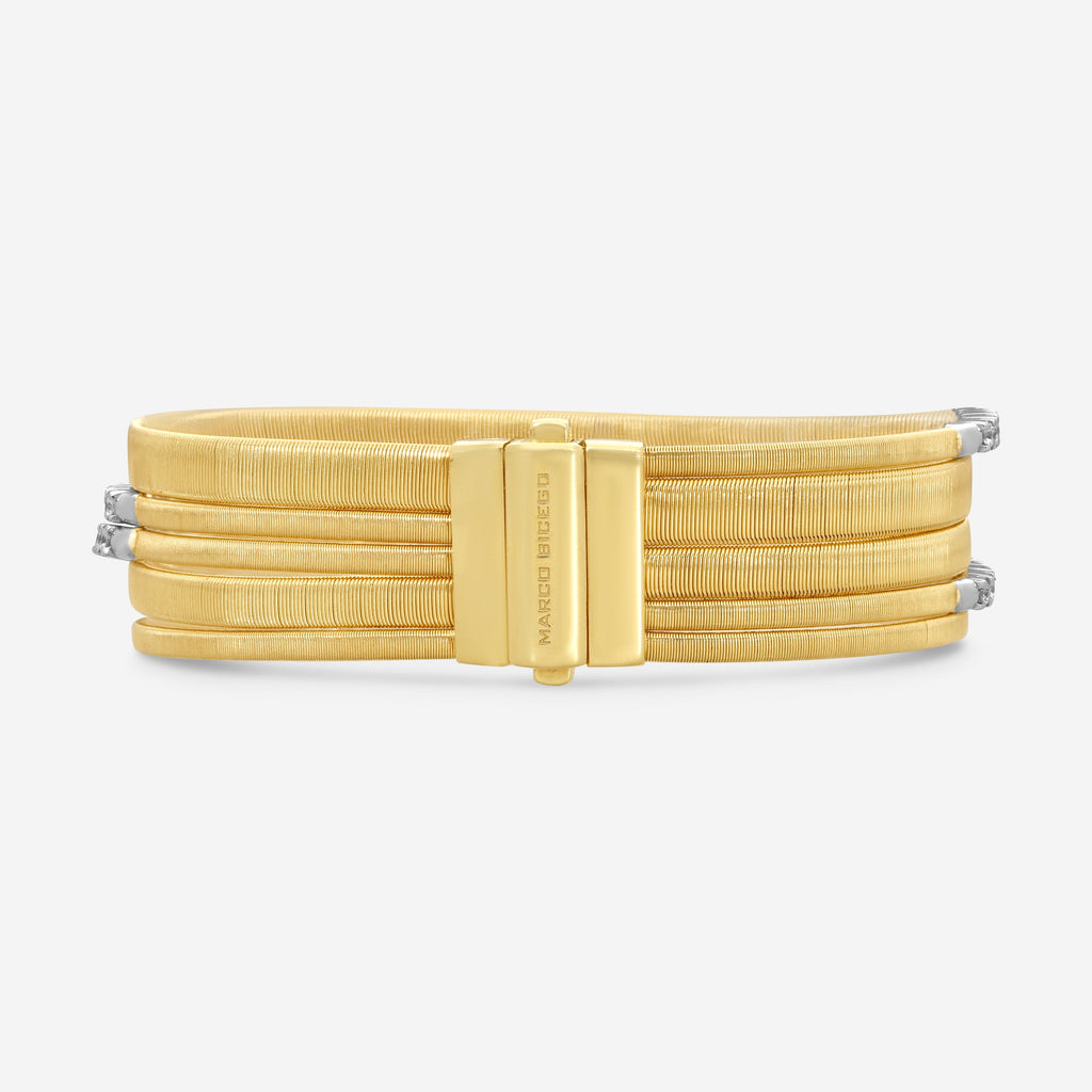 Marco Bicego Masai 18K Yellow Gold Diamond Pave 5-Strand Coli Tennis Bracelet BG745-L_B_YW_M5