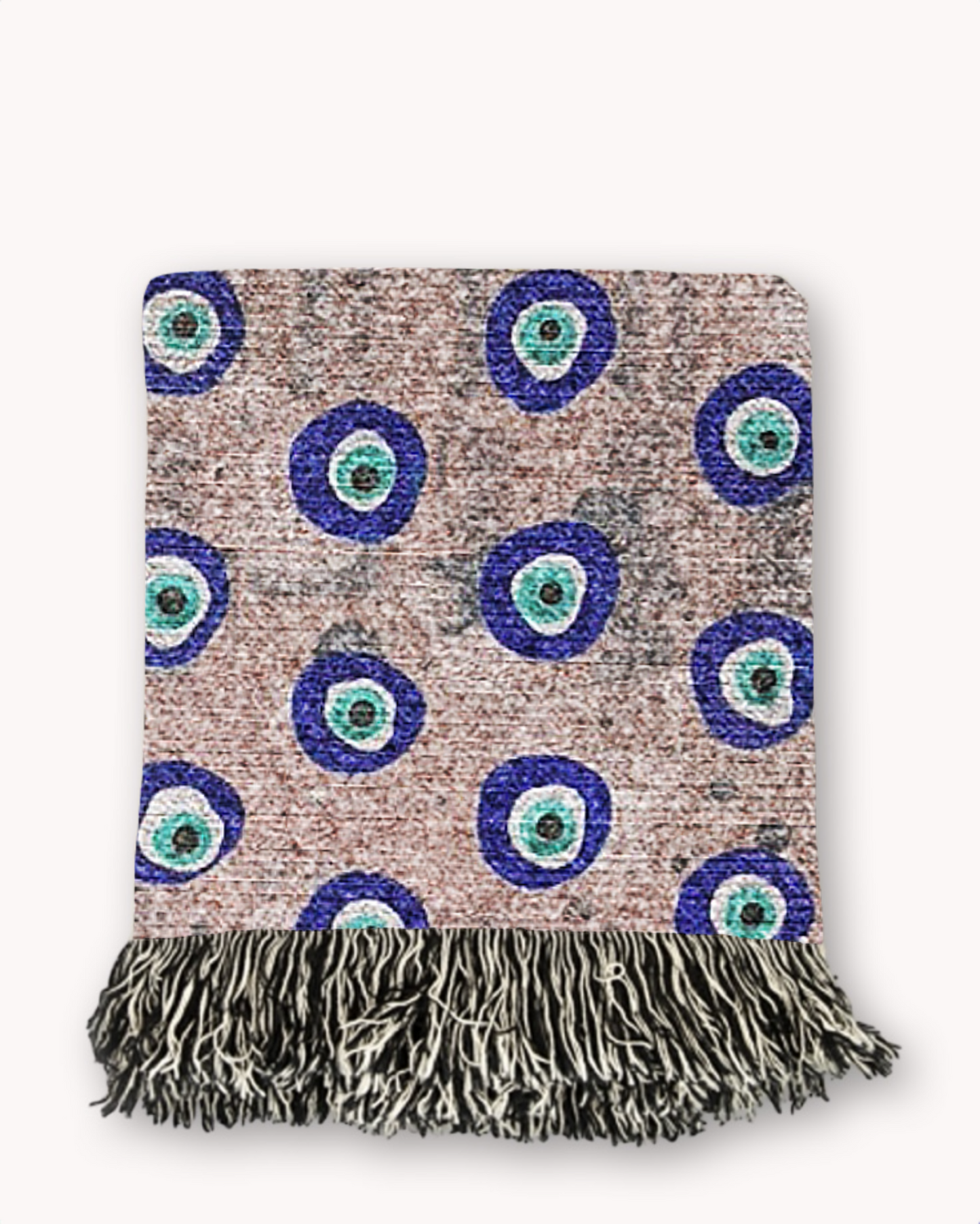 Dusty Pink Evil Eye Woven Blanket