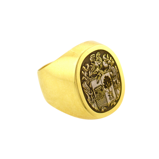 Heraldic ring in 18K yellow gold, with enameled engraving. CHS-24755