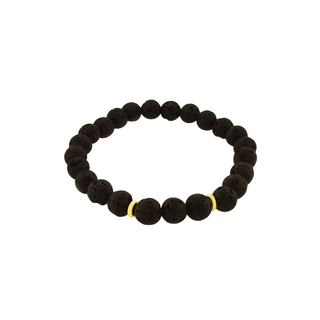 Volcanic stone bracelet with interspersed rhodium plated in 18K yellow gold details.; CHP-27273