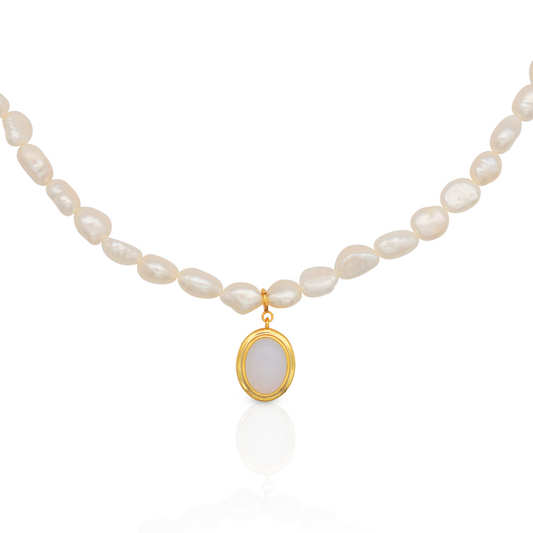 ROSETTE PEARL NECKLACE