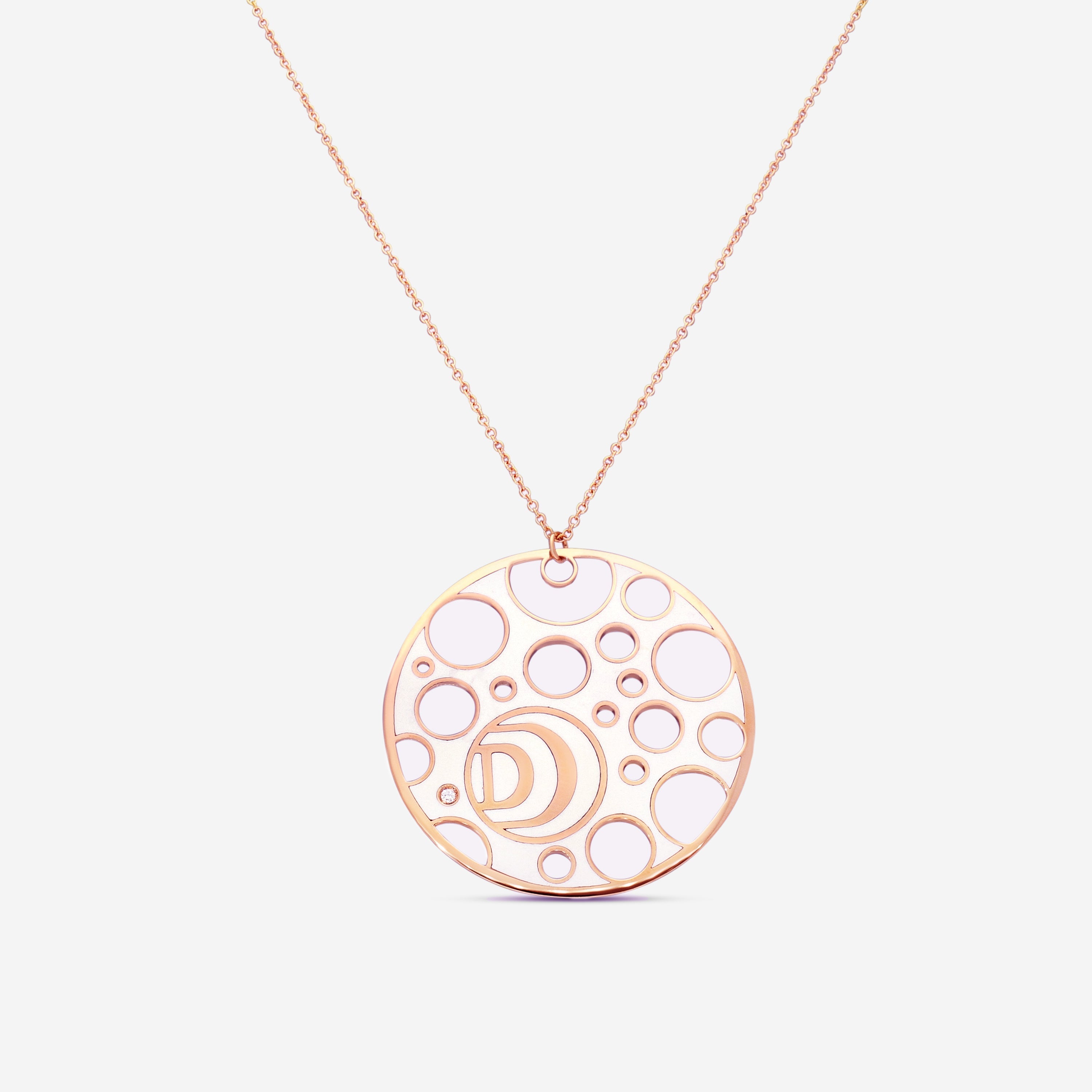 Damiani Damianissima 18K Rose Gold & Ceramic Diamond Pendant Necklace 32'' 20058576