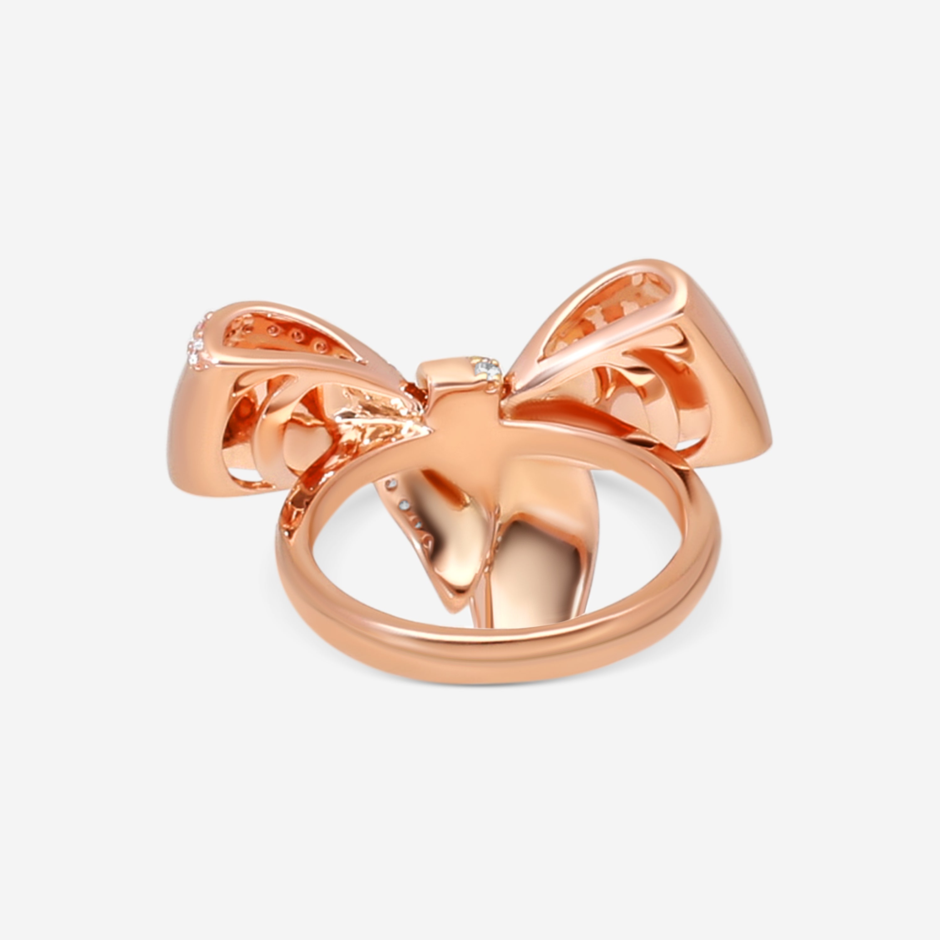 Damiani 18K Rose Gold Diamond Bow Ring Sz. 7.25 20068762