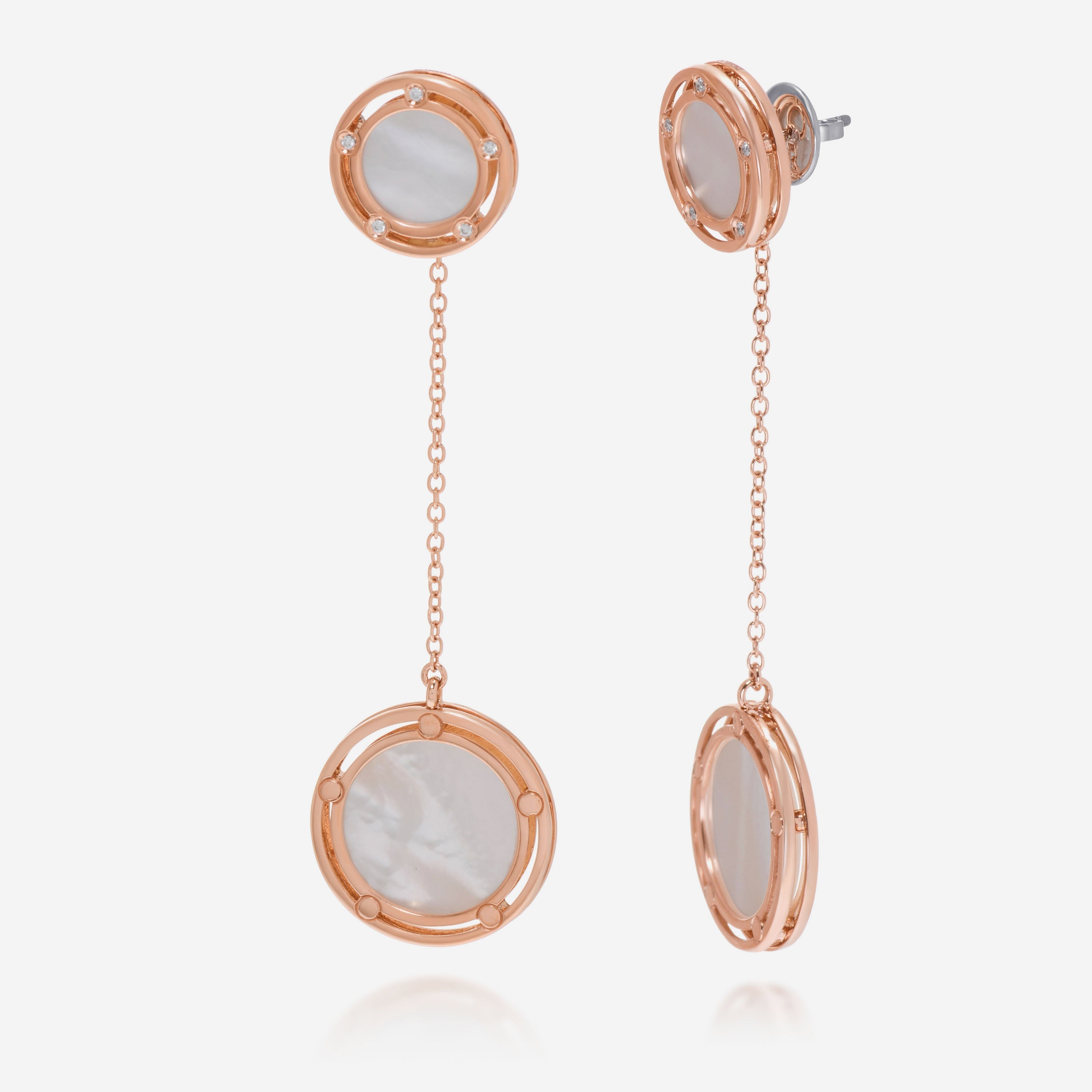 Damiani D.Side 18K Rose Gold Diamond and Mother of Pearl Drop Earrings 20080280