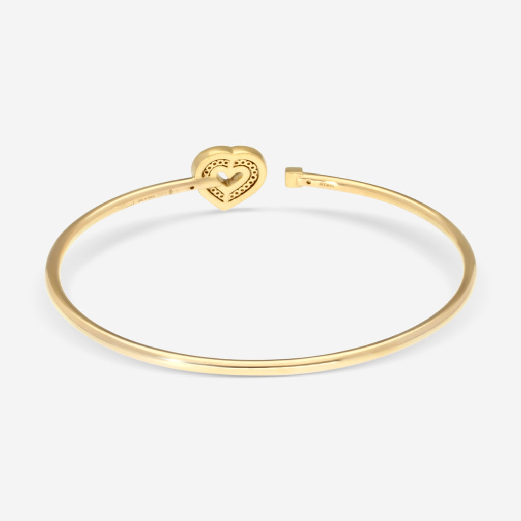 Damiani 18K Yellow Gold Diamond Heart Bangle Bracelet 20083332