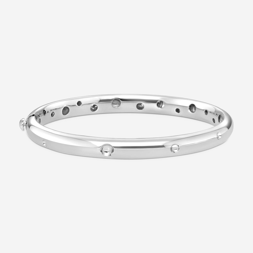 Roberto Coin Pois Moi Luna 18K White Gold Diamond Outline Bangle Bracelet 883132AWBAXS