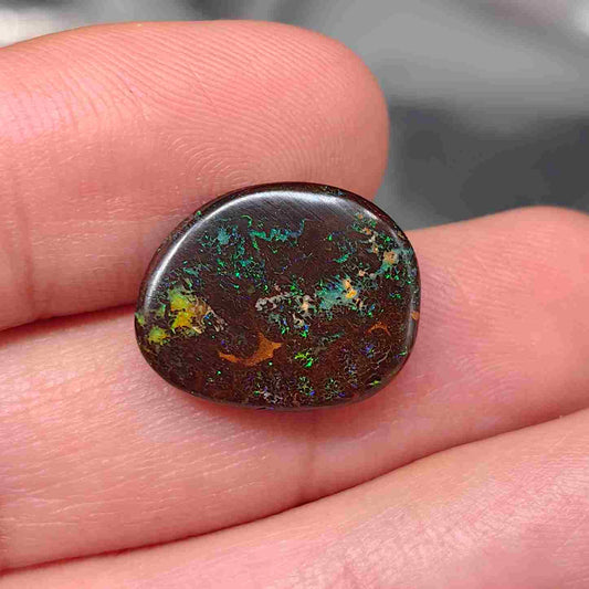 Natural Australian Boulder Opal Loose Gemstone Green Blue Yellow 8.74ct
