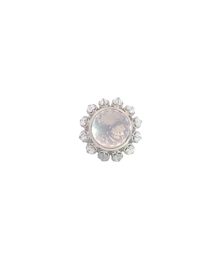 Imperia 925© Silver Pink Quartz & White Zircon ring