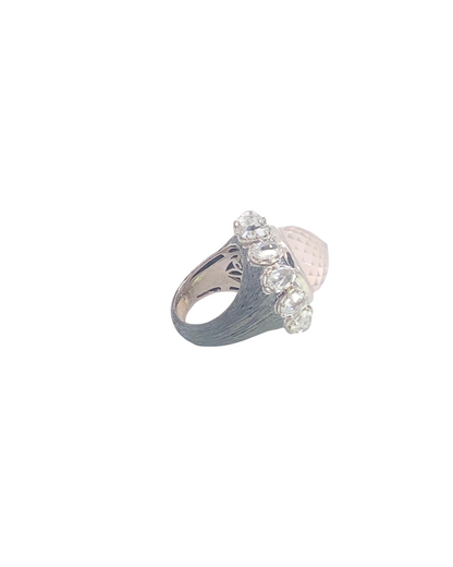 Imperia 925© Silver Pink Quartz & White Zircon ring