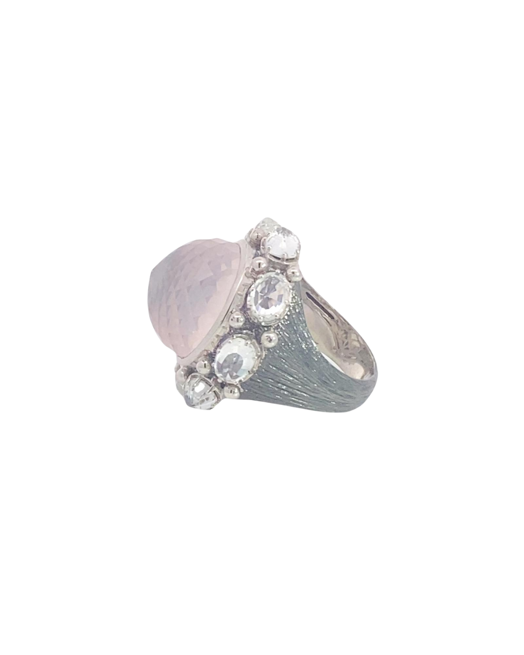 Imperia 925© Silver Pink Quartz & White Zircon ring