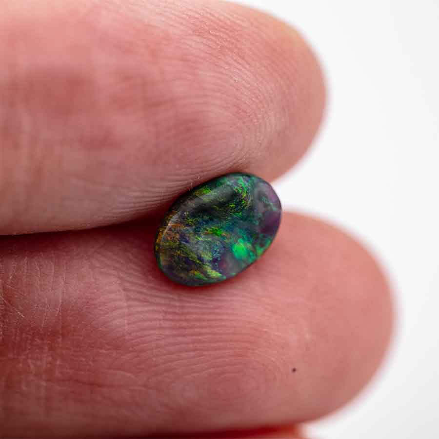 Rare Two Sides Galaxy Natural Australian Black Opal Loose Gemstone 0.53ct