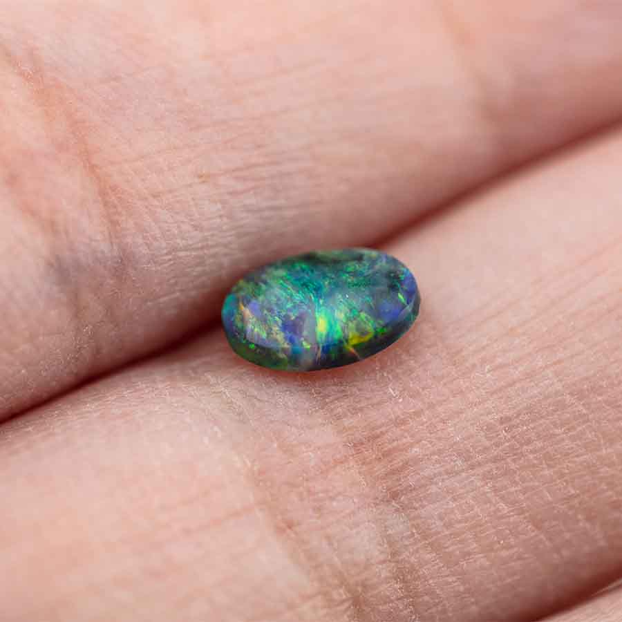 Rare Two Sides Galaxy Natural Australian Black Opal Loose Gemstone 0.53ct