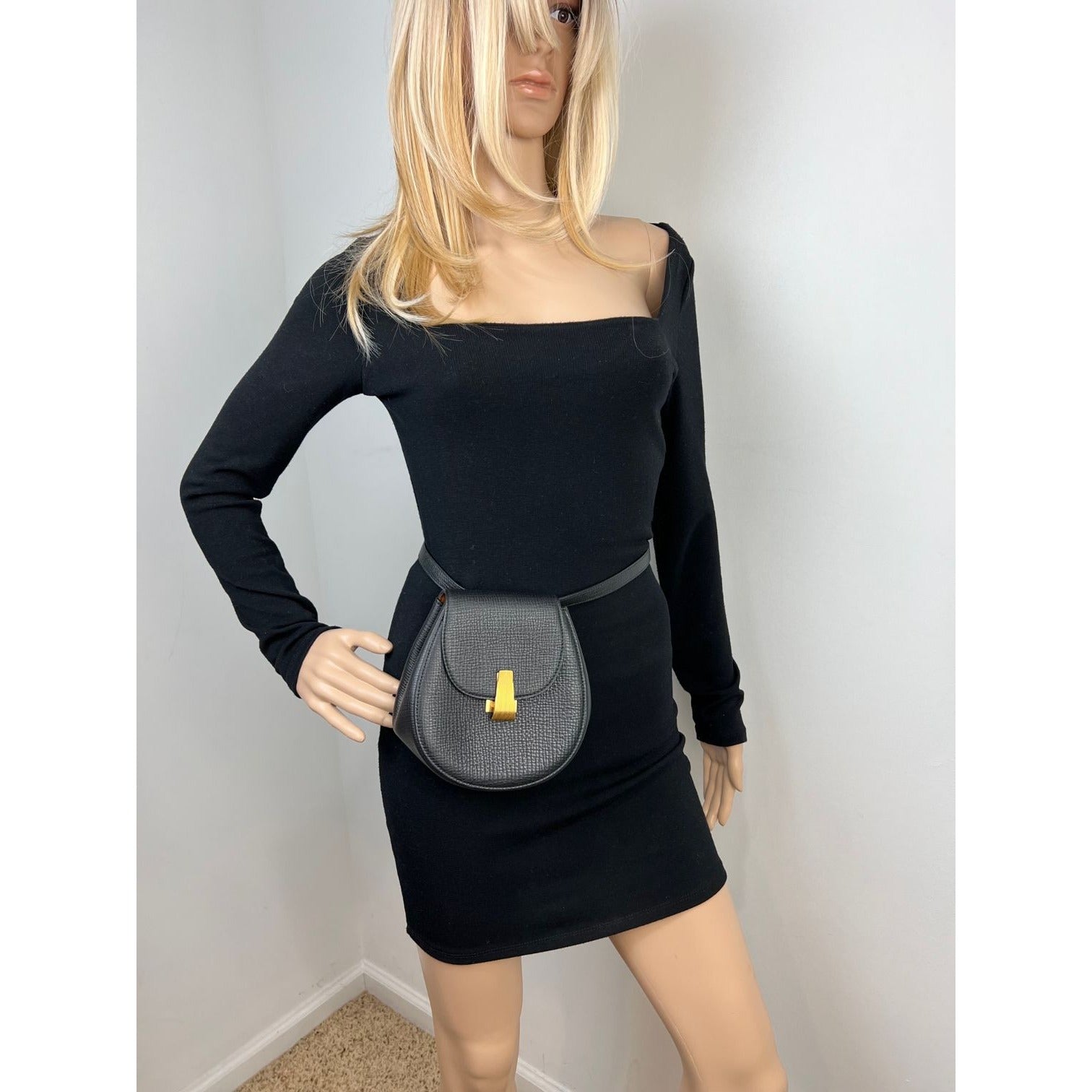 Bottega Veneta Palmellato Calfskin rounded Belt Waist Bag Black