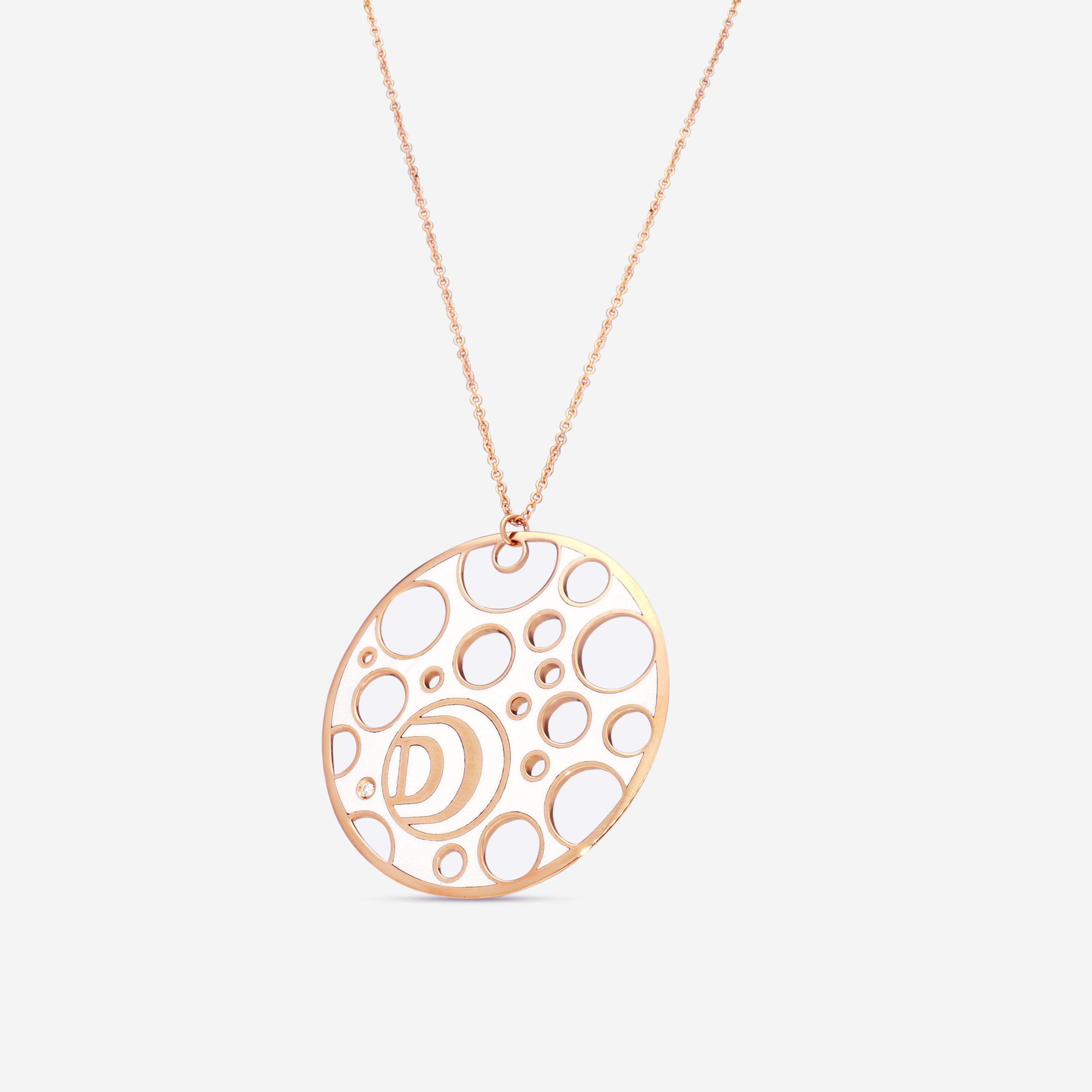 Damiani Damianissima 18K Rose Gold & Ceramic Diamond Pendant Necklace 32'' 20058576