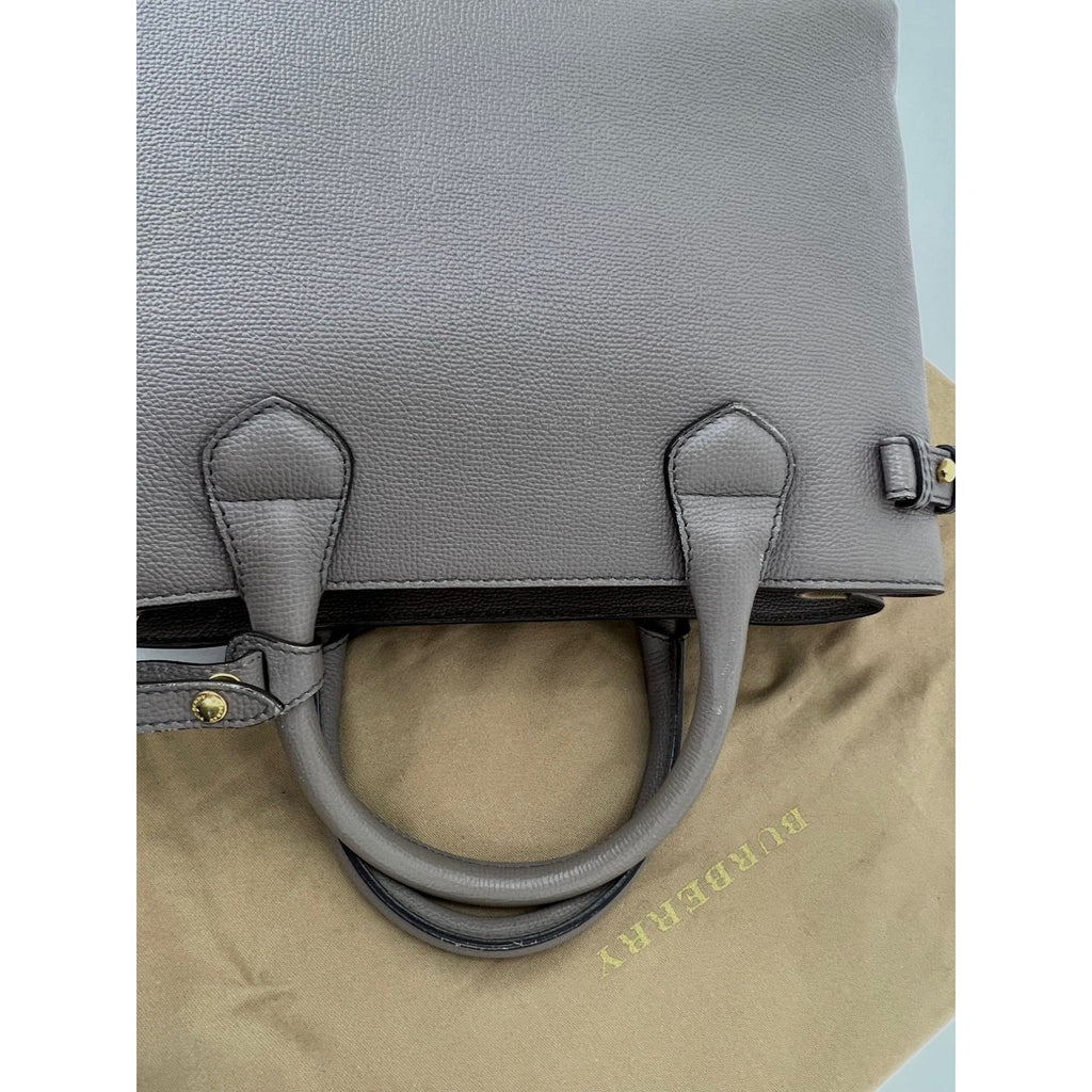 Burberry Banner House Check Leather Canvas Medium Hand Shoulder Bag