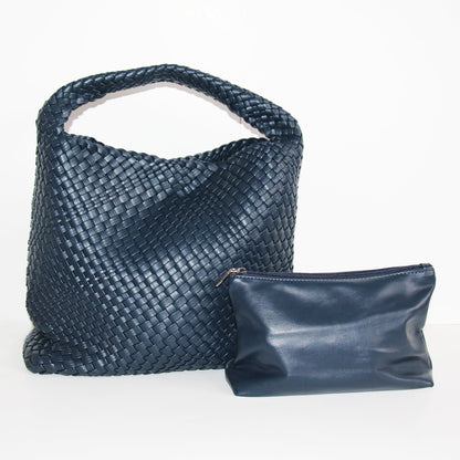 Sydney Woven Vegan Leather Navy