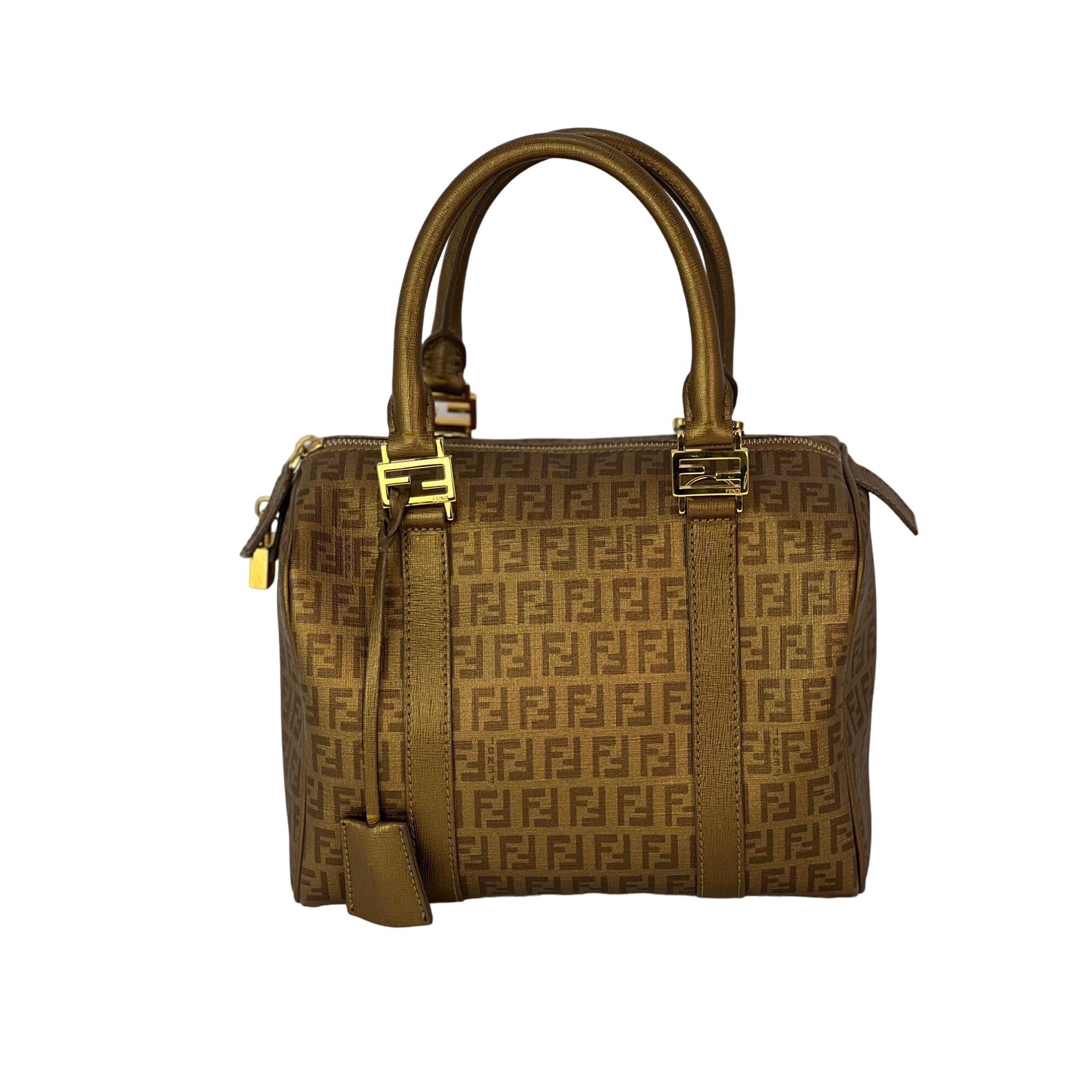 Fendi Boston Gold Coated Canvas Hand Bag – ESCAPE