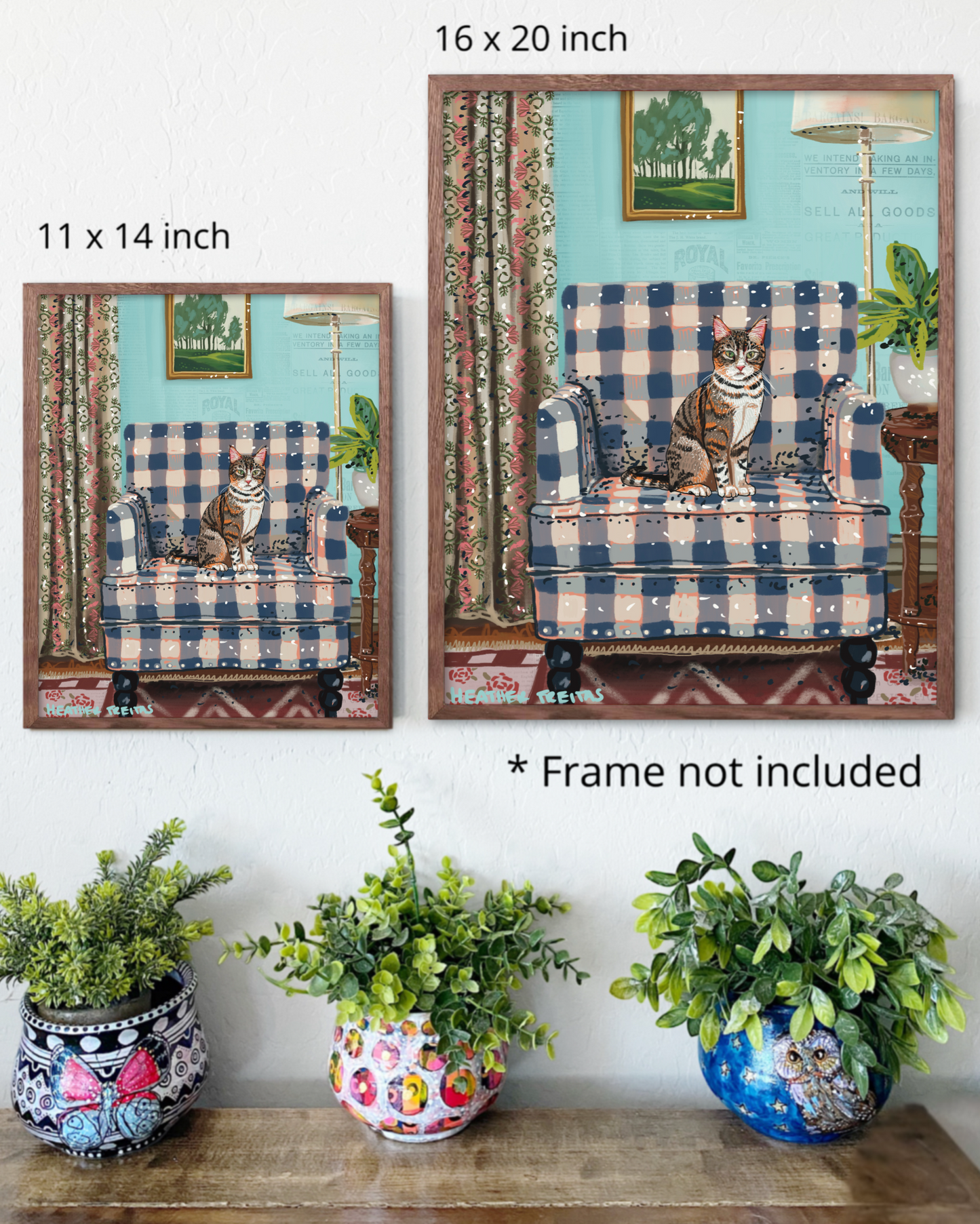 Tabby Cat With White - Build Your Pet Portrait Paper Print