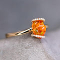 Ribbon Wrap Fire Opal Diamond Engagement Wedding Ring 18K Yellow Gold
