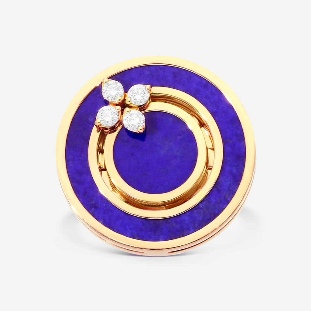 Roberto Coin Love in Verona 18K Rose Gold Diamond & Blue Lapis Statement Ring Sz. 6.5 8883126AX65X