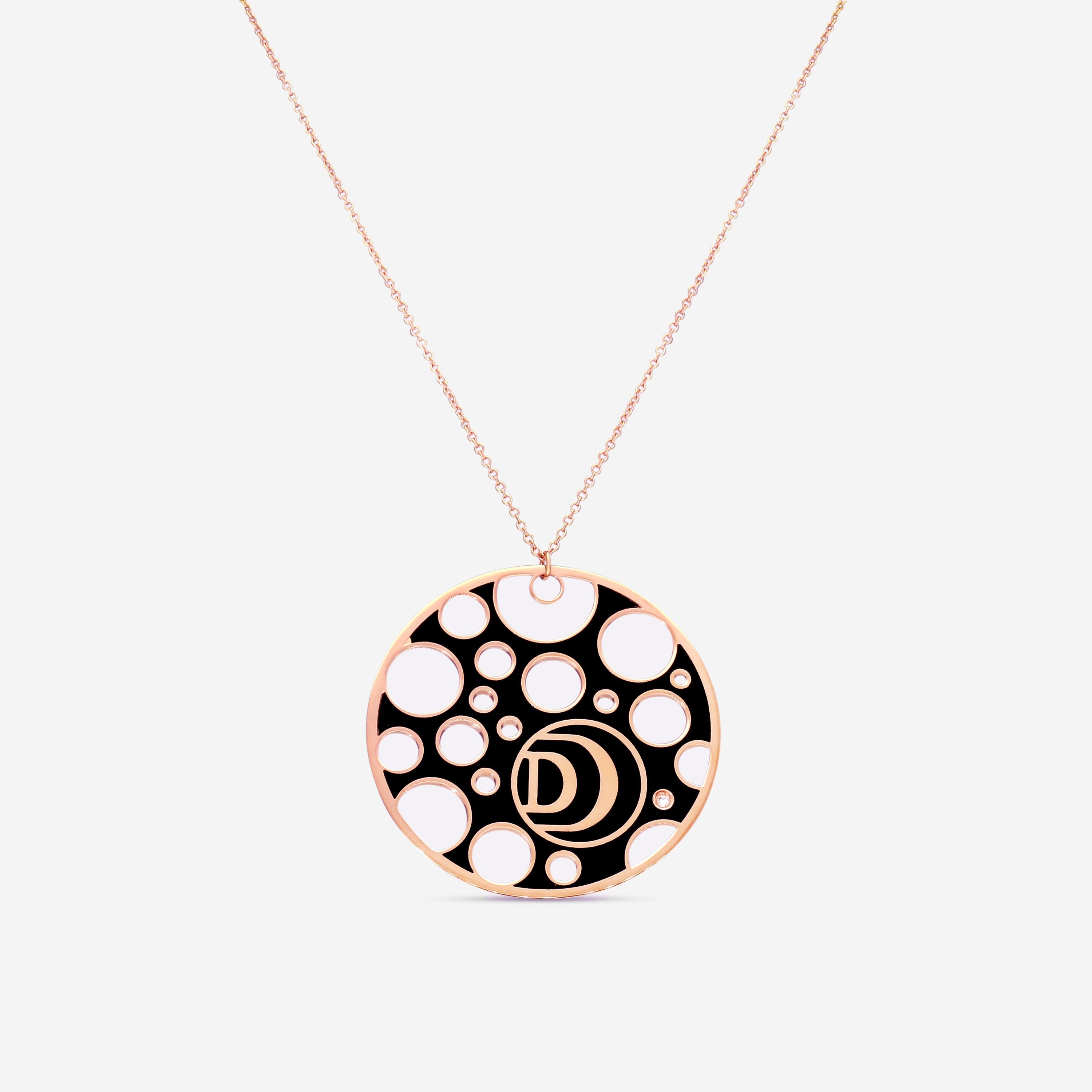 Damiani Damianissima 18K Rose Gold & Ceramic Diamond Pendant Necklace 32'' 20058576