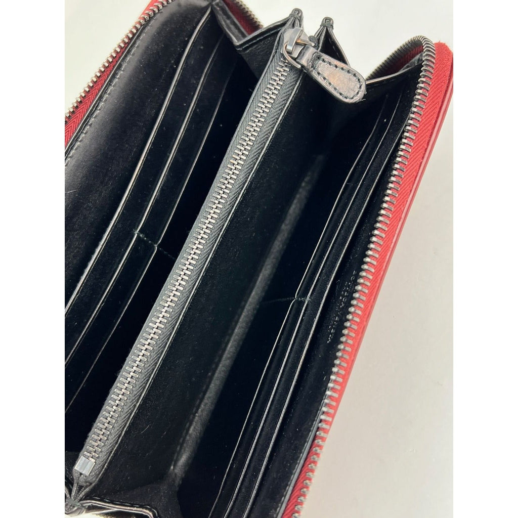 Bottega Veneta Burgundy Intrecciato Zip Around Leather Wallet Clutch