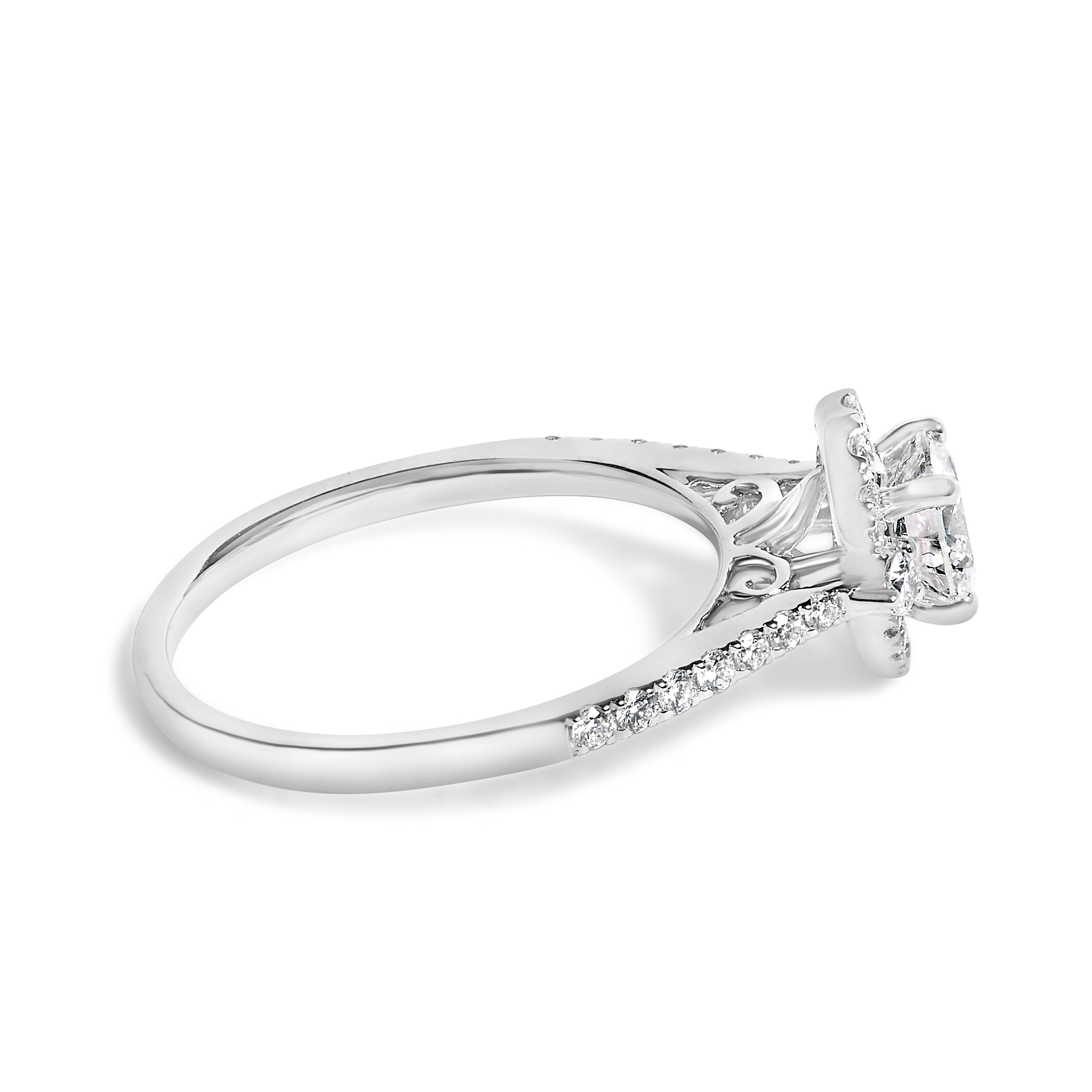 14K White Gold 1.00 Cttw Lab-Grown Diamond Oval Shaped Halo Engagement Ring (F-G Color, VS1-VS2 Clarity) - Ring Size 7