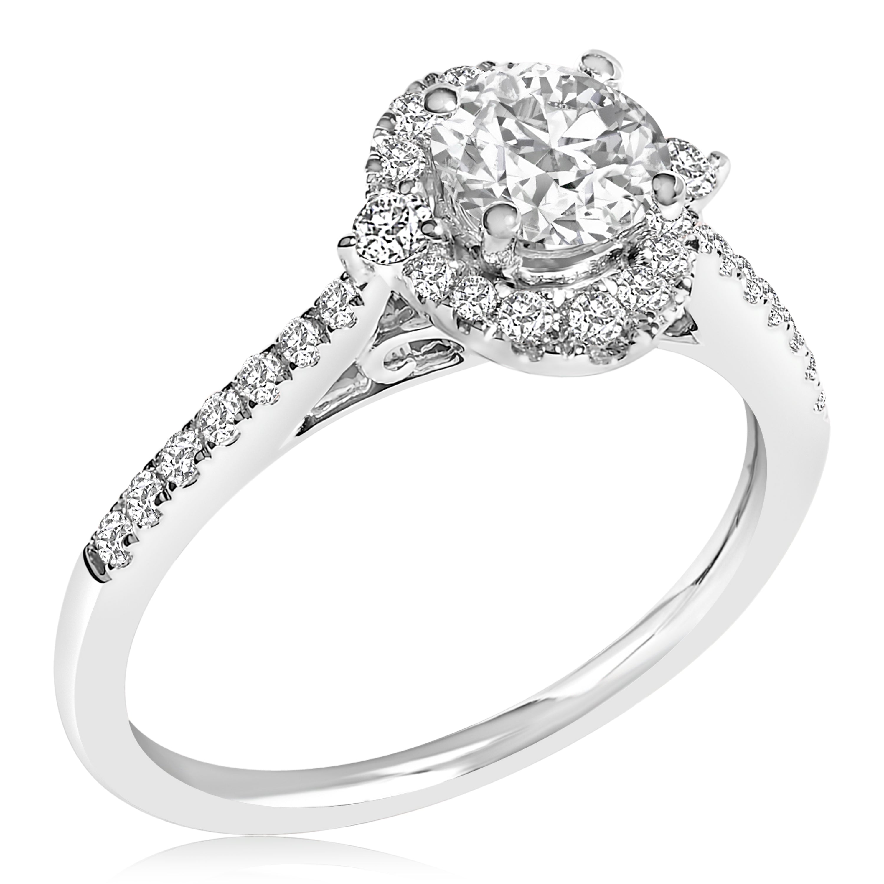 14K White Gold 1.00 Cttw Lab-Grown Diamond Oval Shaped Halo Engagement Ring (F-G Color, VS1-VS2 Clarity) - Ring Size 7