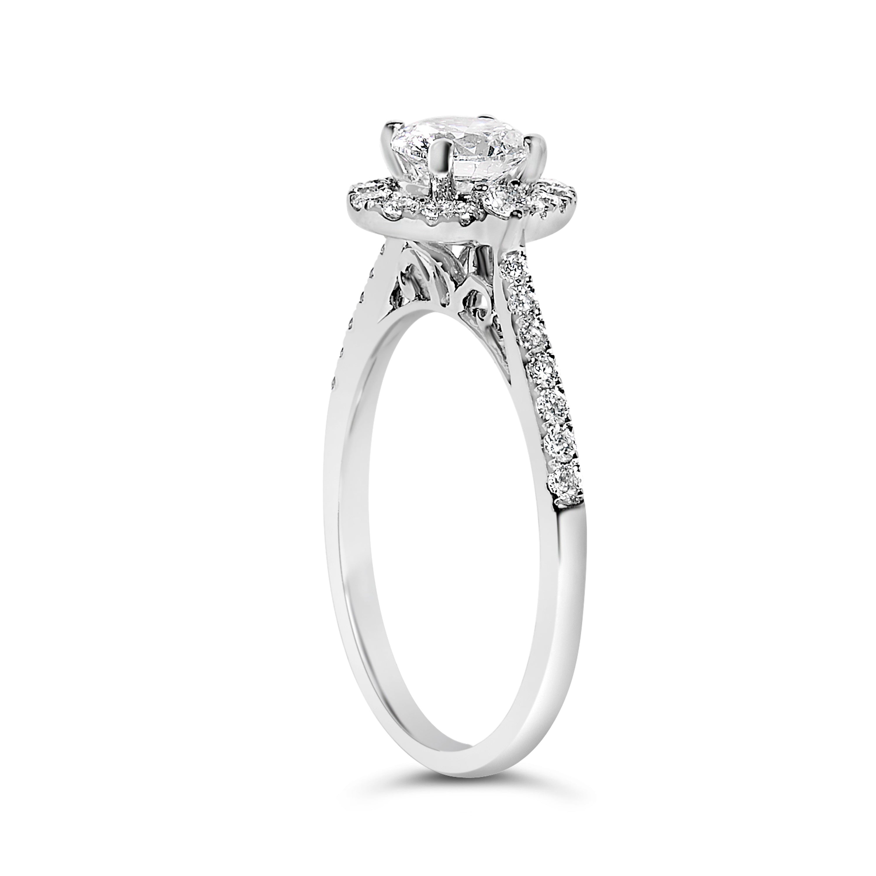 14K White Gold 1.00 Cttw Lab-Grown Diamond Oval Shaped Halo Engagement Ring (F-G Color, VS1-VS2 Clarity) - Ring Size 7
