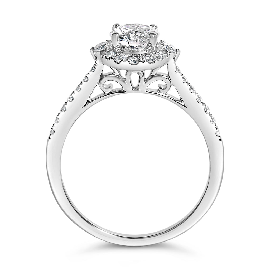14K White Gold 1.00 Cttw Lab-Grown Diamond Oval Shaped Halo Engagement Ring (F-G Color, VS1-VS2 Clarity) - Ring Size 7