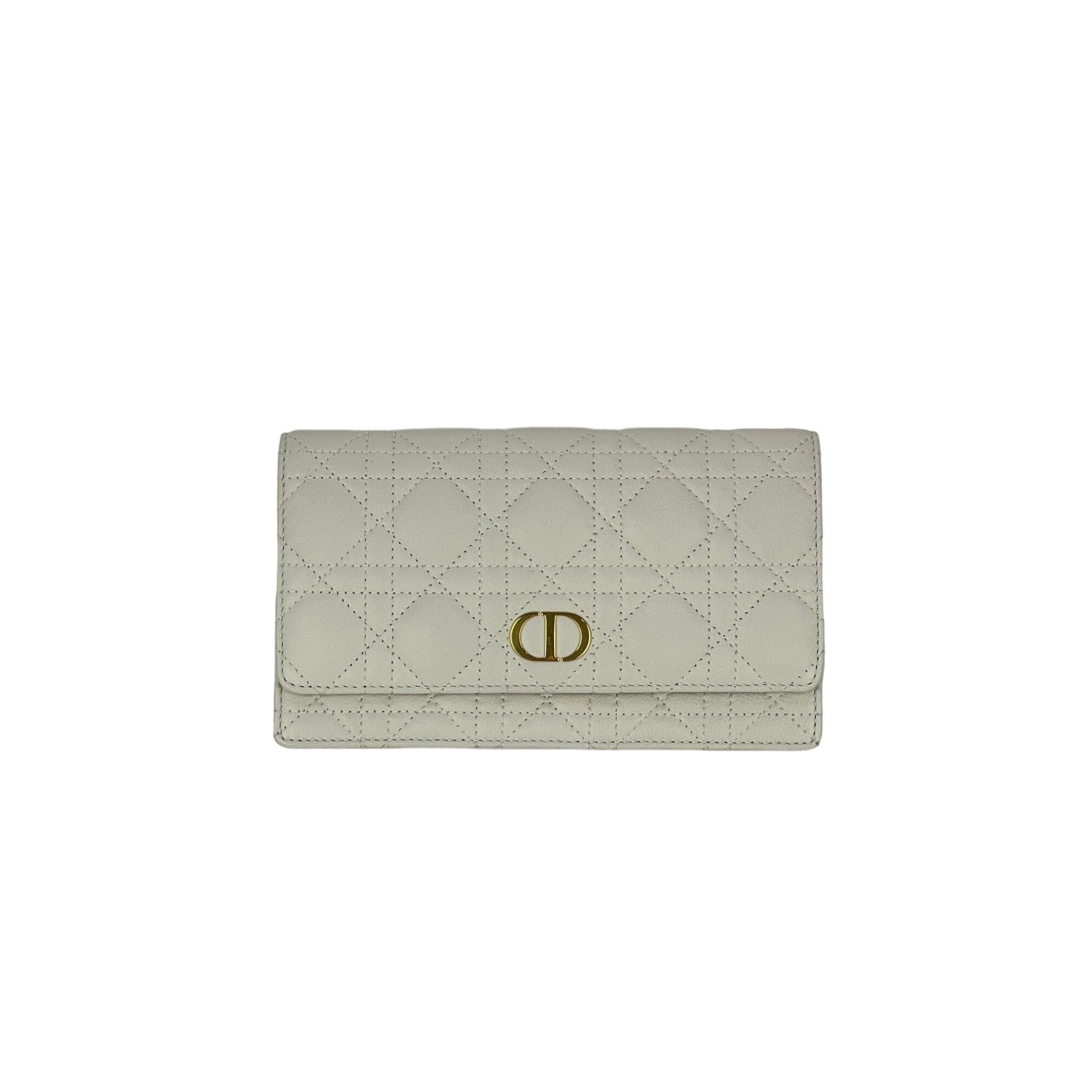 Christian Dior Caro Cannage White Leather Belt Bag Clutch