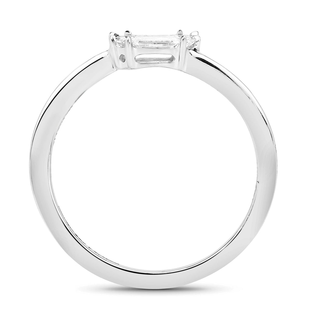 0.33 Carat Genuine White Diamond 18K White Gold Ring (F-G Color, VVS-VS Clarity)