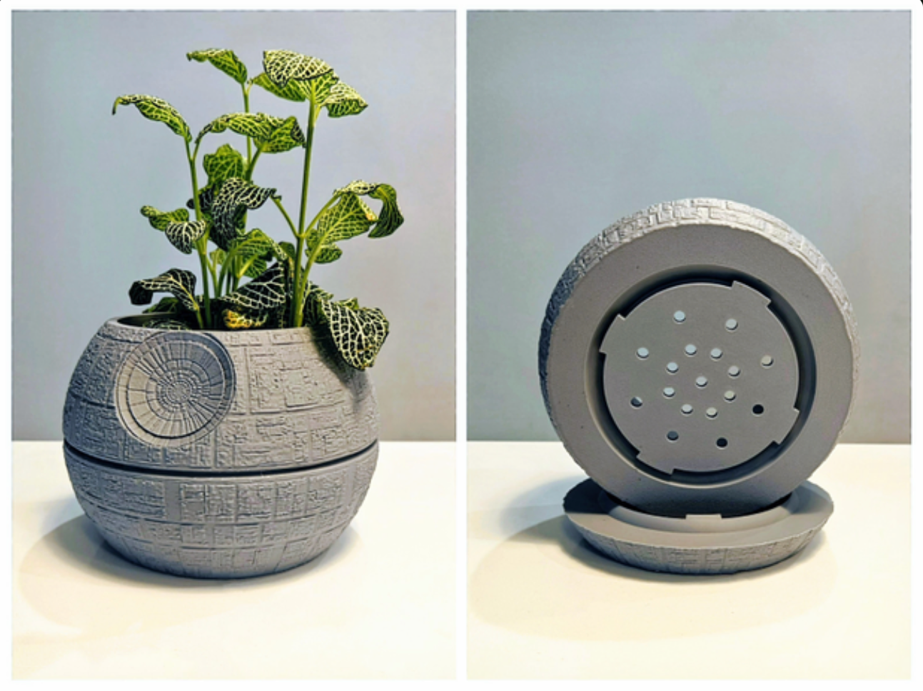 Deathstar Planter with Hidden Drip Tray | Star Wars Inspired