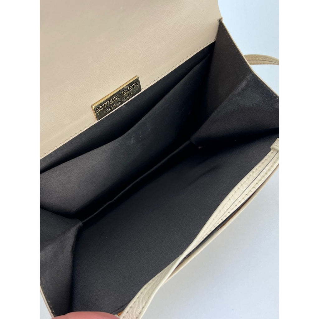 Bottega Veneta Intreciato white leather Shoulder Clutch Bag
