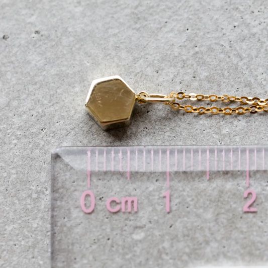 Geometric Pattern Hexagon Doublet Opal Necklace 14k Yellow Gold