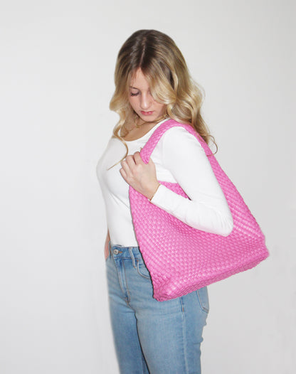 Sydney Woven Vegan Leather Barbie Pink