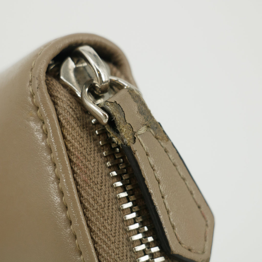 Fendi Grey Leather Zip Around Long Wallet #5189